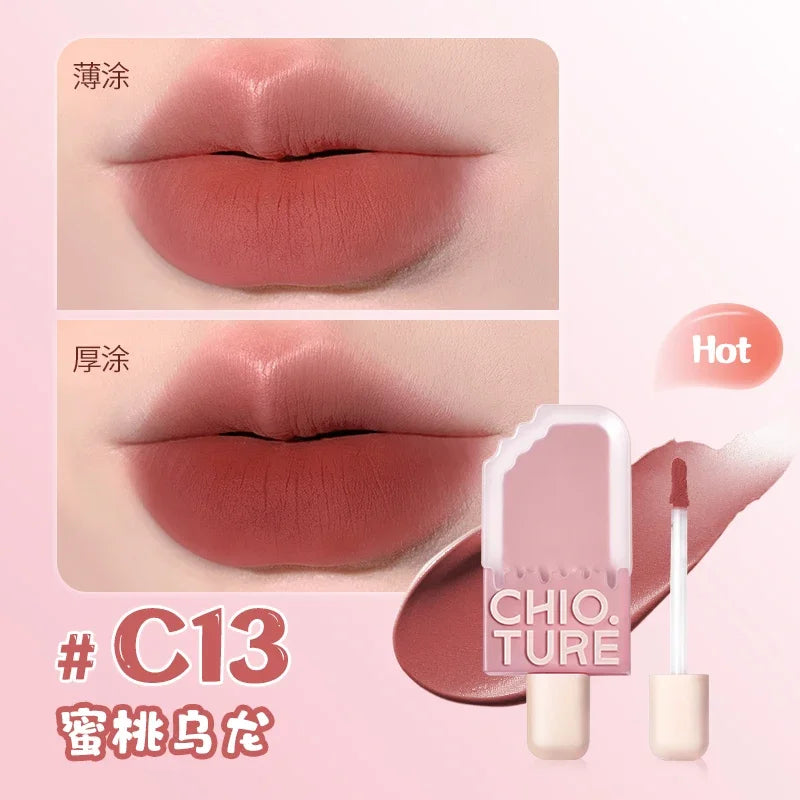 CHIOTURE Mini Ice Cream Lip Glaze Matte Lip Mud Waterproof Lip Mud Rossetto liquido No-Sticky Rare Beauty Cosmetics Trucco da donna