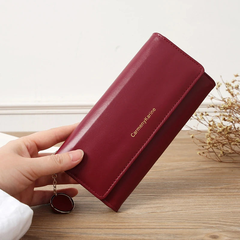 Fashion Women PU Leather Long Wallets Multi-functional Fold Purse Fresh Female Clutch Card Holder