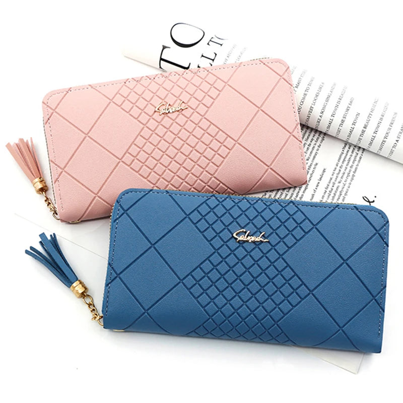 Zipper Money Coin Purse Women Card Holder Long PU Leather Clutch Wallet Large Capacity Lady Wristlet Phone HandBags Money Pocket