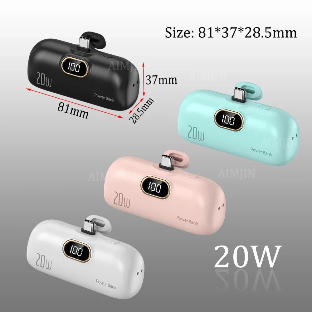 20W Nuovo Power Bank a Capsula Mini Tascabile Portatile 100000mAh Alimentazione Mobile a Ricarica Rapida