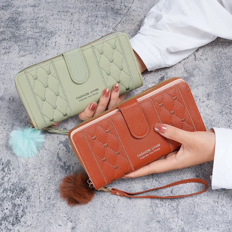 Portafogli da donna lunghi da donna 2024 nuovi semplici alla moda con cerniera singola grande capacità pochette portafoglio borsa per cellulare marea