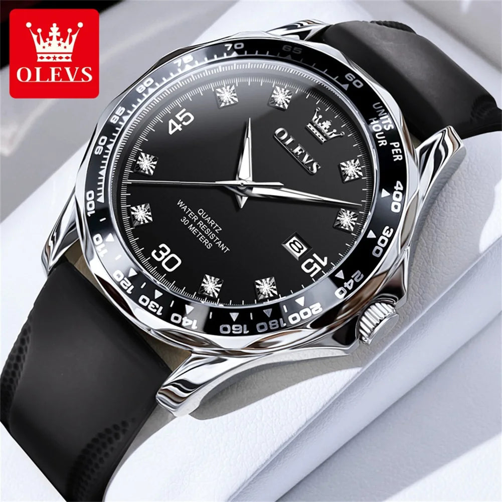 OLEVS Original Men's Watches Fashion Luxury Green Water Ghost Waterproof Stainless steel Luminous Quartz Watch for Man 2024 NEW