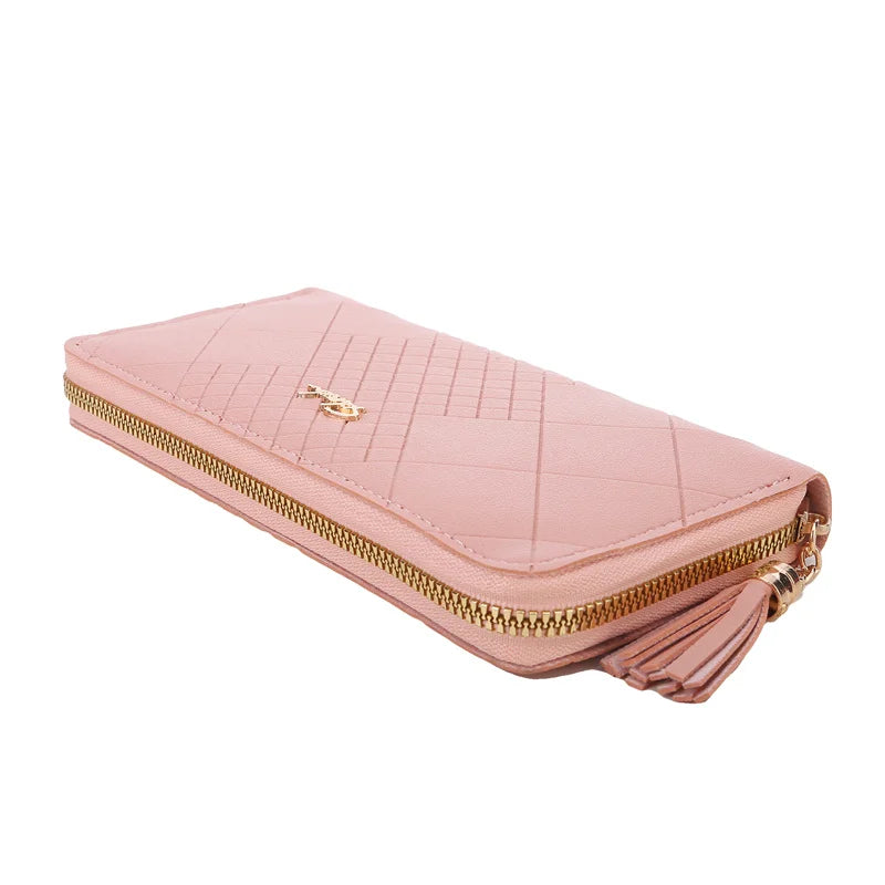 Zipper Money Coin Purse Women Card Holder Long PU Leather Clutch Wallet Large Capacity Lady Wristlet Phone HandBags Money Pocket