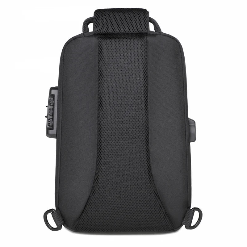 Zaini antifurto con lucchetto una combinazione con porta di ricarica USB Borsa a tracolla da viaggio per uomo d'affari di moda