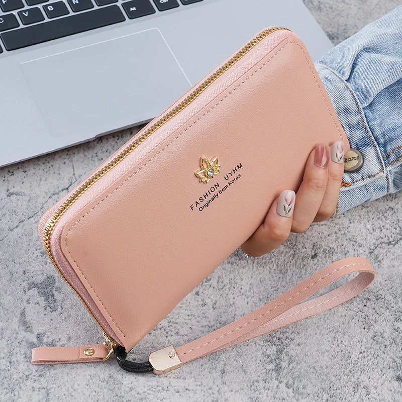 2024 new wallet female zipper long Korean mobile phone bag large capacity fashion mom change clip clutch bag