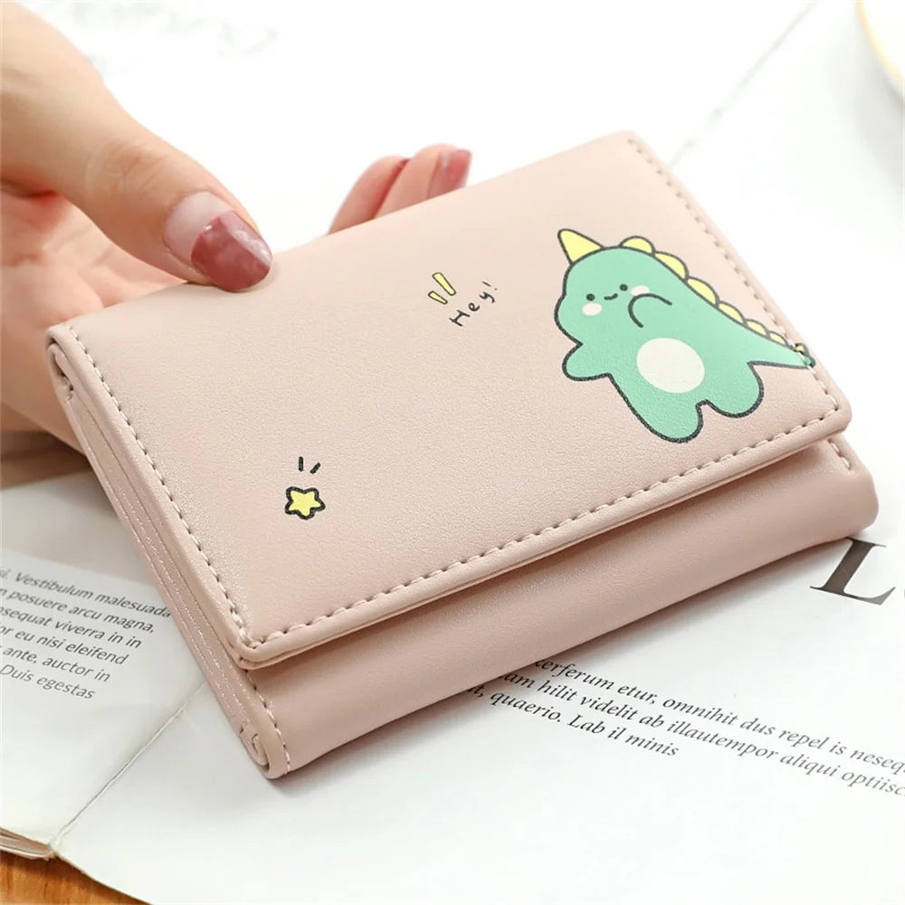 Women Short Cute Small Wallets Student Triple Fold Card Holder Girl ID Bag Card Holder Coin Purse Ladies Wallets Cartoon Bags