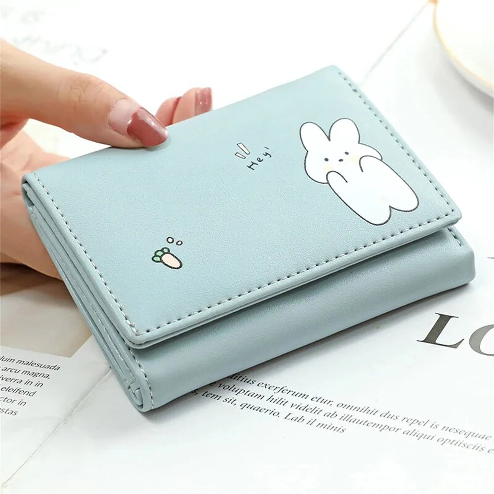 Women Short Cute Small Wallets Student Triple Fold Card Holder Girl ID Bag Card Holder Coin Purse Ladies Wallets Cartoon Bags