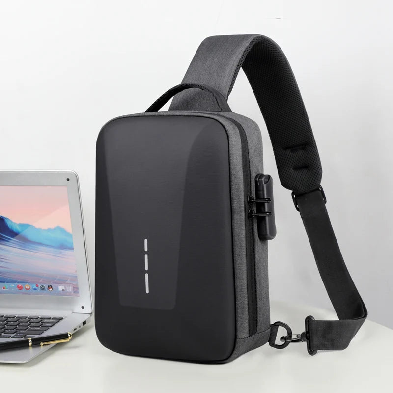 Zaini antifurto con lucchetto a combinazione con porta di ricarica USB Borsa a tracolla da viaggio per uomo d'affari di moda