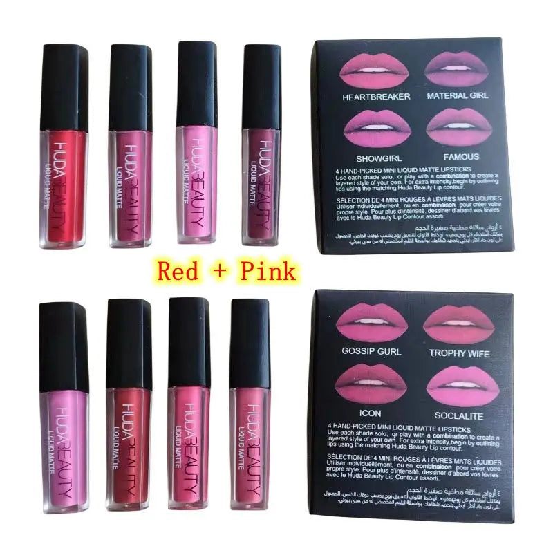 4pcs Nude Lipstick Set Matte Lip Gloss Waterproof Lip Glaze Tint Non-stick Non-Fading Lips HB Lip Makeup Cosmetic Lip Care