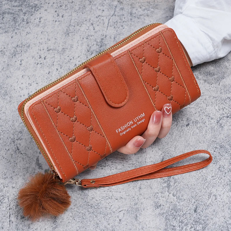 Portafogli da donna lunghi da donna 2024 nuovi semplici alla moda con cerniera singola grande capacità pochette portafoglio borsa per cellulare marea