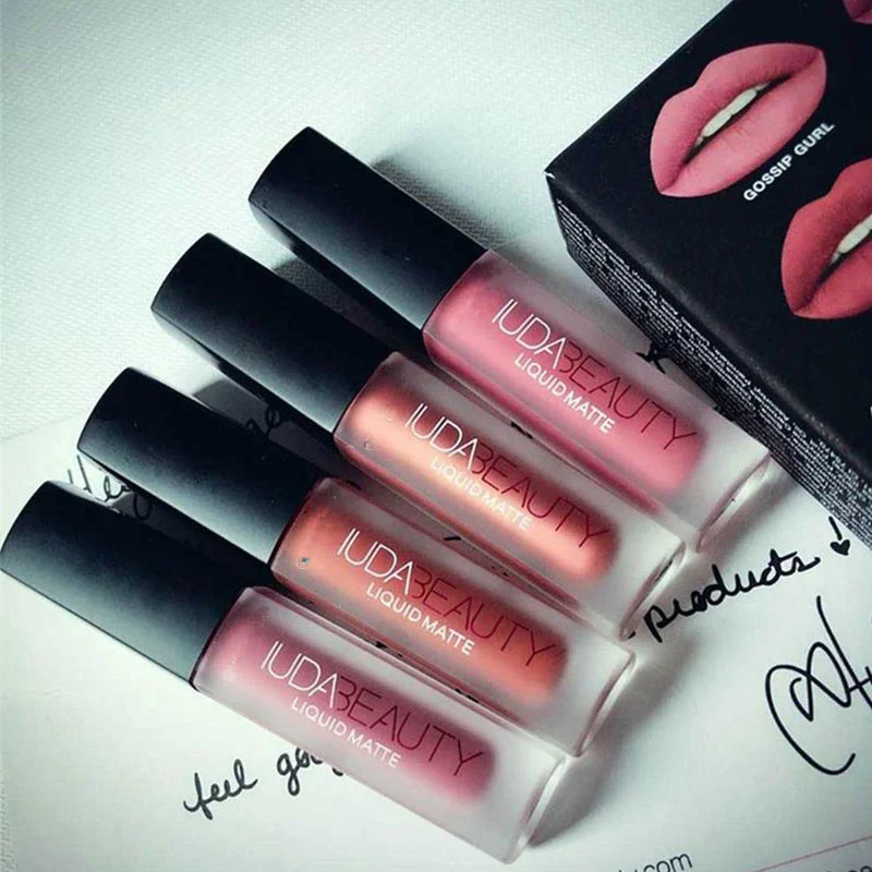 4pcs Nude Lipstick Set Matte Lip Gloss Waterproof Lip Glaze Tint Non-stick Non-Fading Lips HB Lip Makeup Cosmetic Lip Care