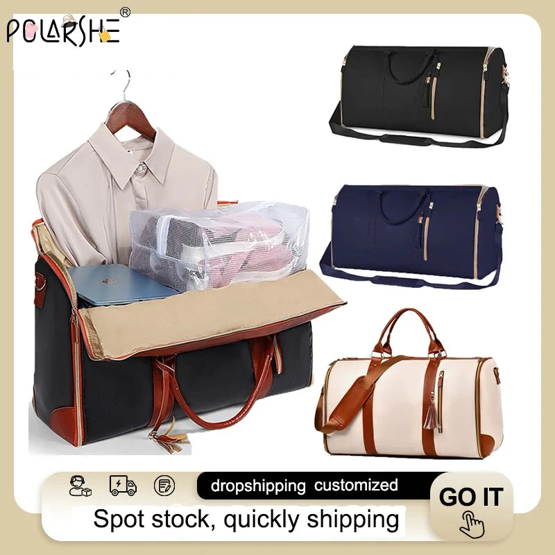 Polarshe Women Foldable Travel Bag High Capacity Handbag Large Size Luggage Waterproof Wear-resistant Folding Multi Function Bag