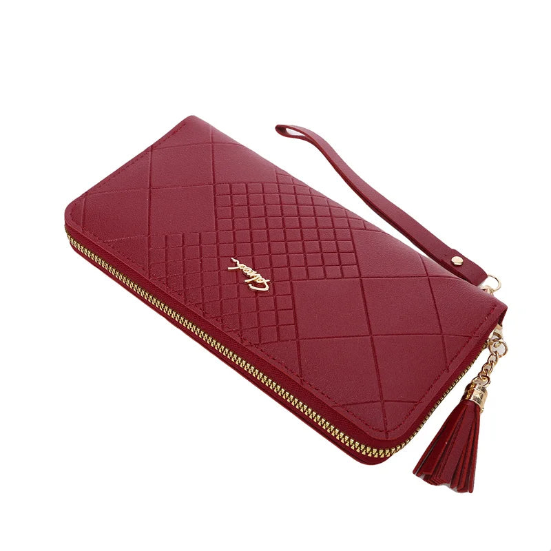 Zipper Money Coin Purse Women Card Holder Long PU Leather Clutch Wallet Large Capacity Lady Wristlet Phone HandBags Money Pocket