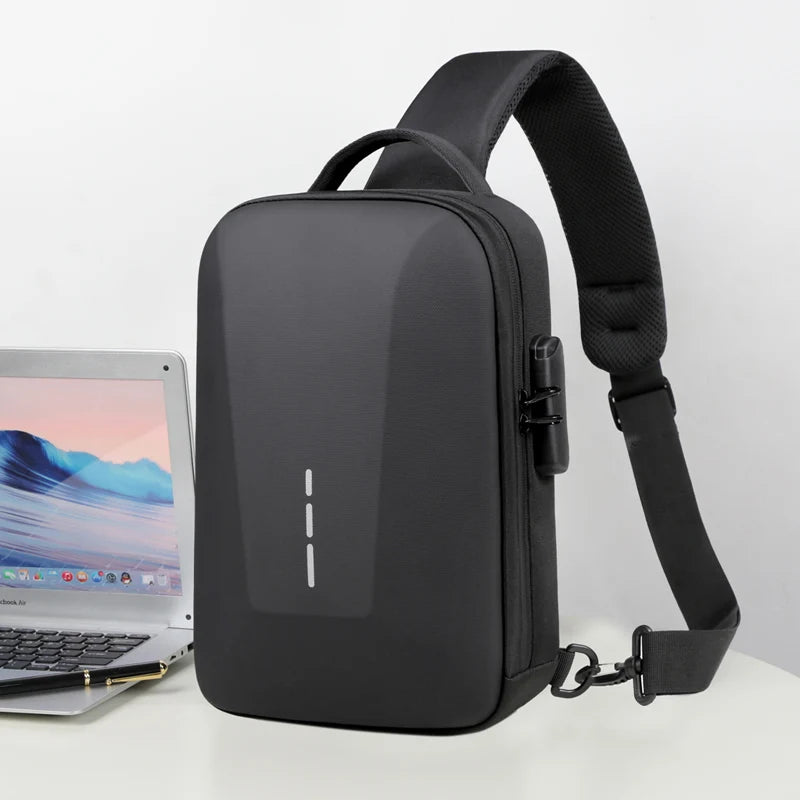 Zaini antifurto con lucchetto una combinazione con porta di ricarica USB Borsa a tracolla da viaggio per uomo d'affari di moda