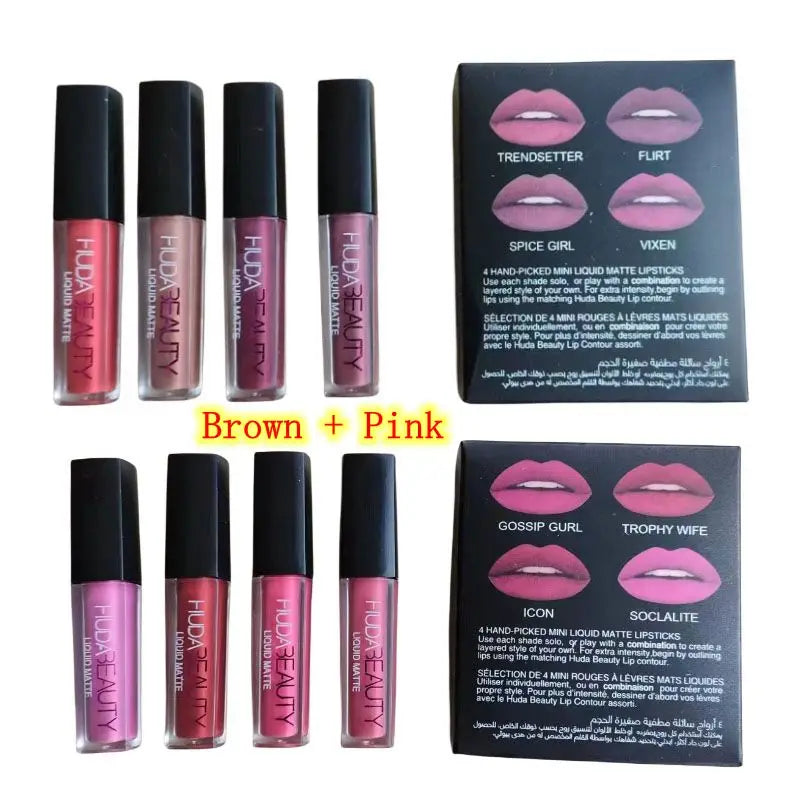 4pcs Nude Lipstick Set Matte Lip Gloss Waterproof Lip Glaze Tint Non-stick Non-Fading Lips HB Lip Makeup Cosmetic Lip Care