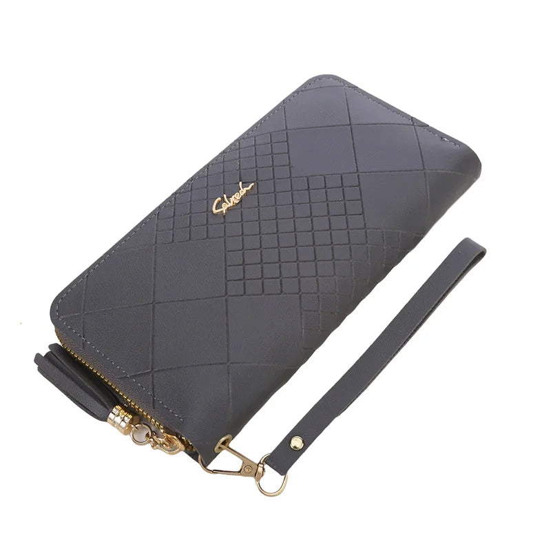 Zipper Money Coin Purse Women Card Holder Long PU Leather Clutch Wallet Large Capacity Lady Wristlet Phone HandBags Money Pocket