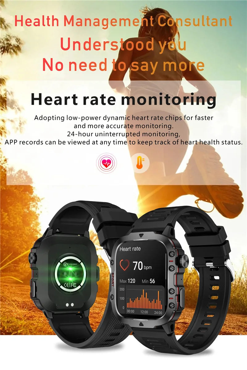 Smart Watch Sport Outdoor Chiamata Bluetooth Triplo codificatore di ossigeno nel sangue anti frequenza cardiaca 2025 SmartWatch impermeabile Android