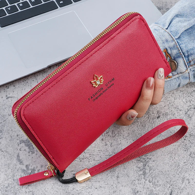 2024 new wallet female zipper long Korean mobile phone bag large capacity fashion mom change clip clutch bag