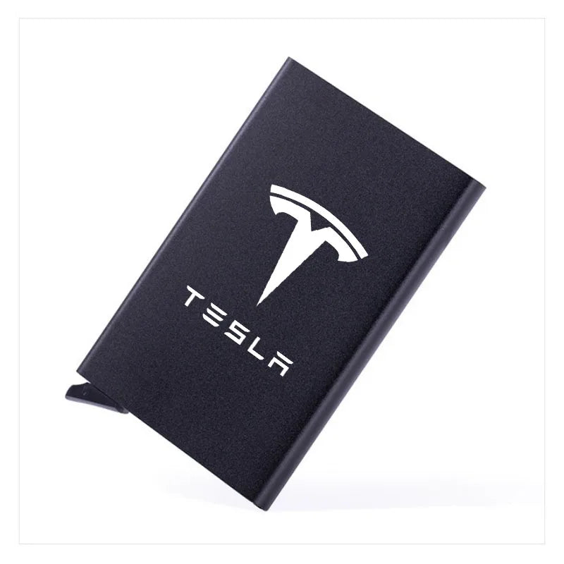 Porta carte di credito Rfid Porta carte di credito pop-up sottile e sottile in metallo per Tesla Model 3 Model S Model X Model Y Accessori auto