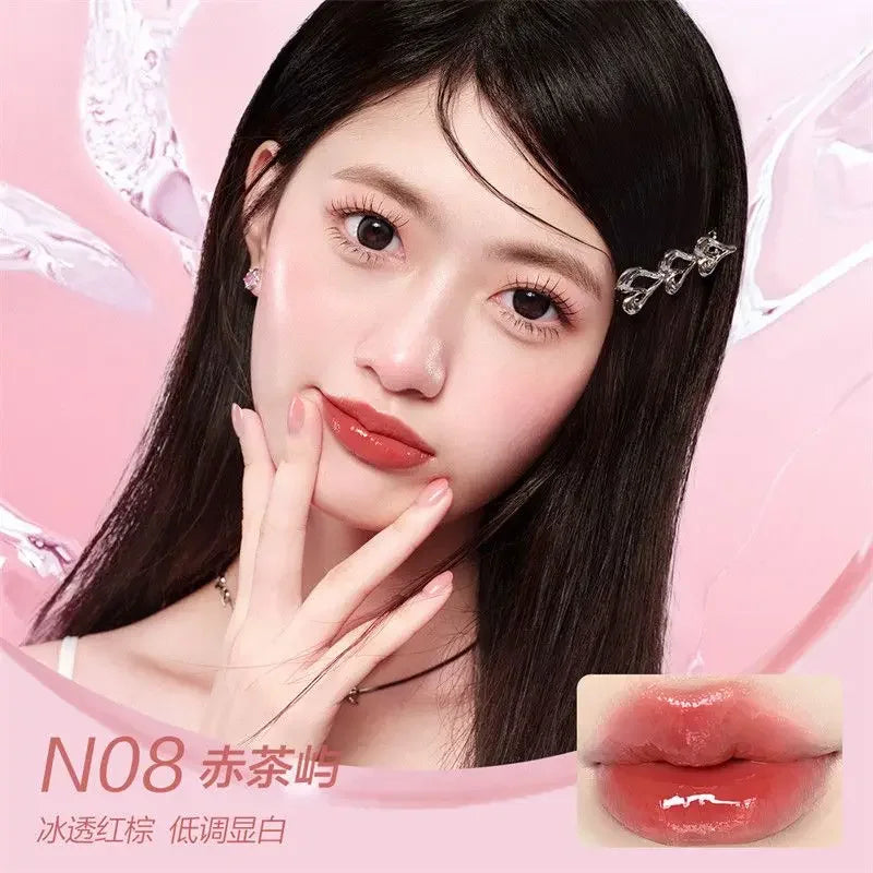 Pink Bear Small Bulb Mirror Lip Glaze Long-lasting Non-stick Cup Film-forming Liquid Lipstick Beauty Lip Gloss Makeup Maquillaje