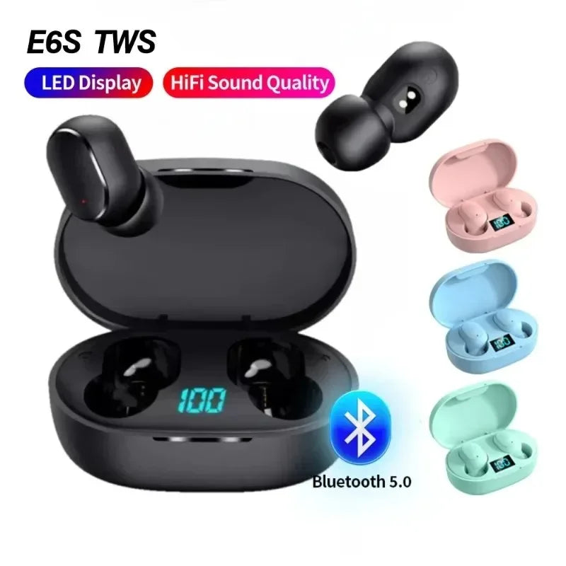 Auricolari Bluetooth TWS E6S Fone auricolare Bluetooth wireless auricolare con cancellazione del rumore con microfono cuffie per Xiaomi Redmi