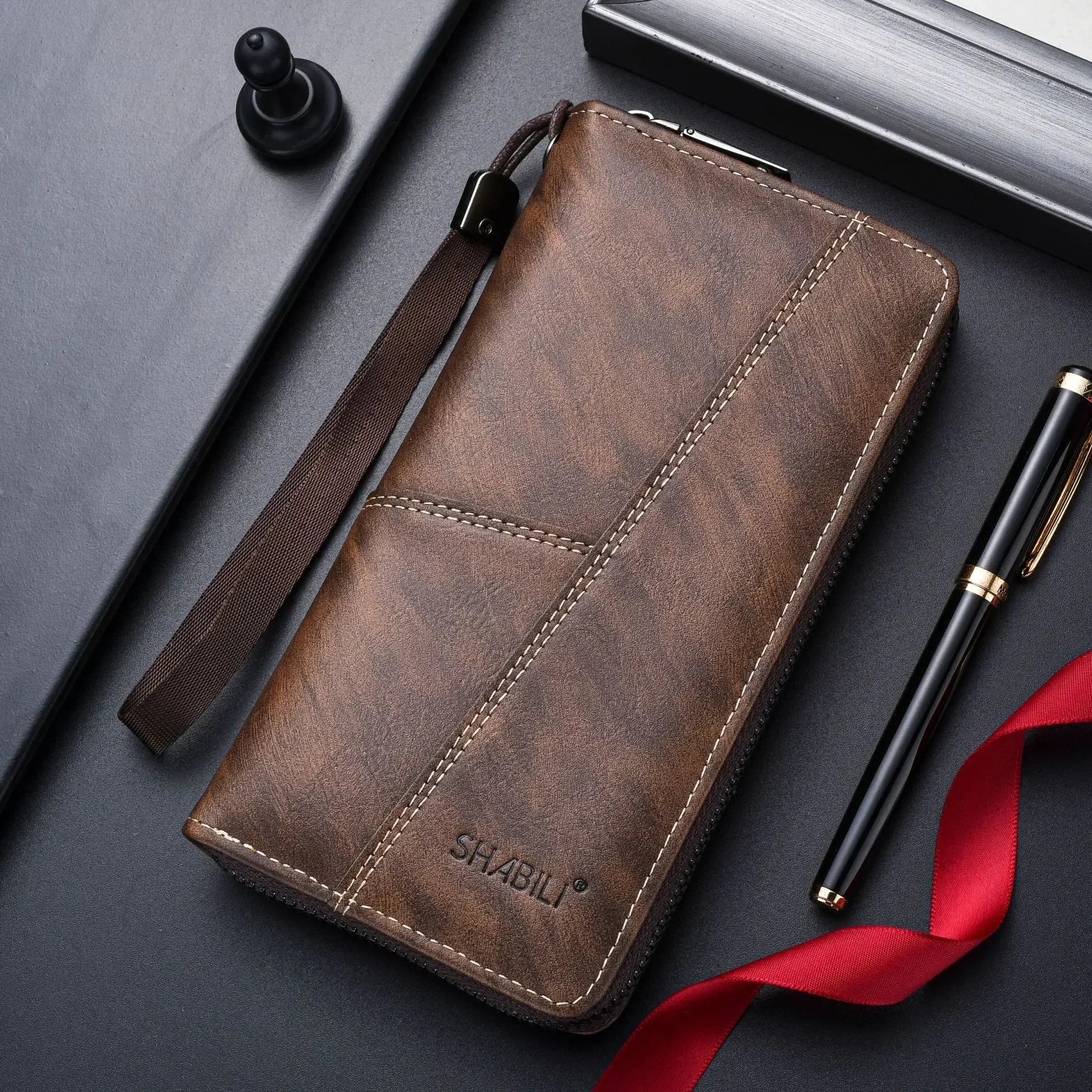 Men Leather Wallets Long Design Causal Purses Male Zipper Wallet Coin Card Holders Slim Money Bag High Capacity Credit Case