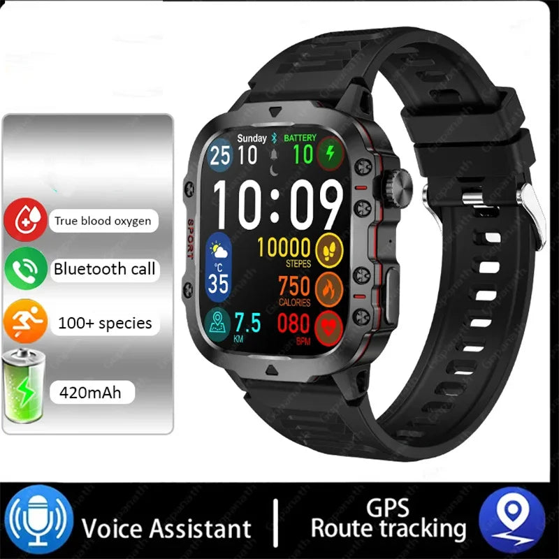 Smart Watch Sport Outdoor Chiamata Bluetooth Triplo codificatore di ossigeno nel sangue anti frequenza cardiaca 2025 SmartWatch impermeabile Android