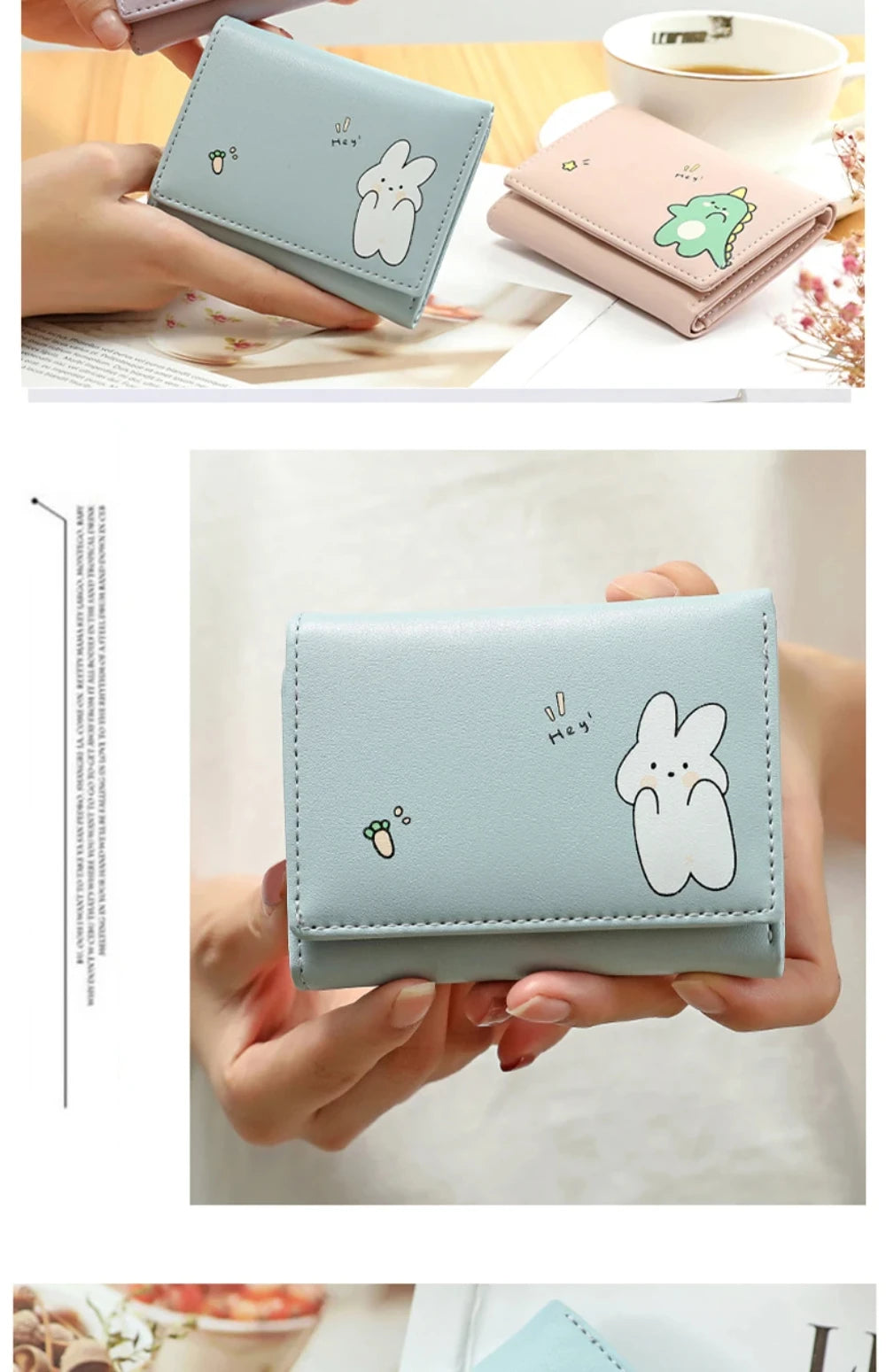 Women Short Cute Small Wallets Student Triple Fold Card Holder Girl ID Bag Card Holder Coin Purse Ladies Wallets Cartoon Bags