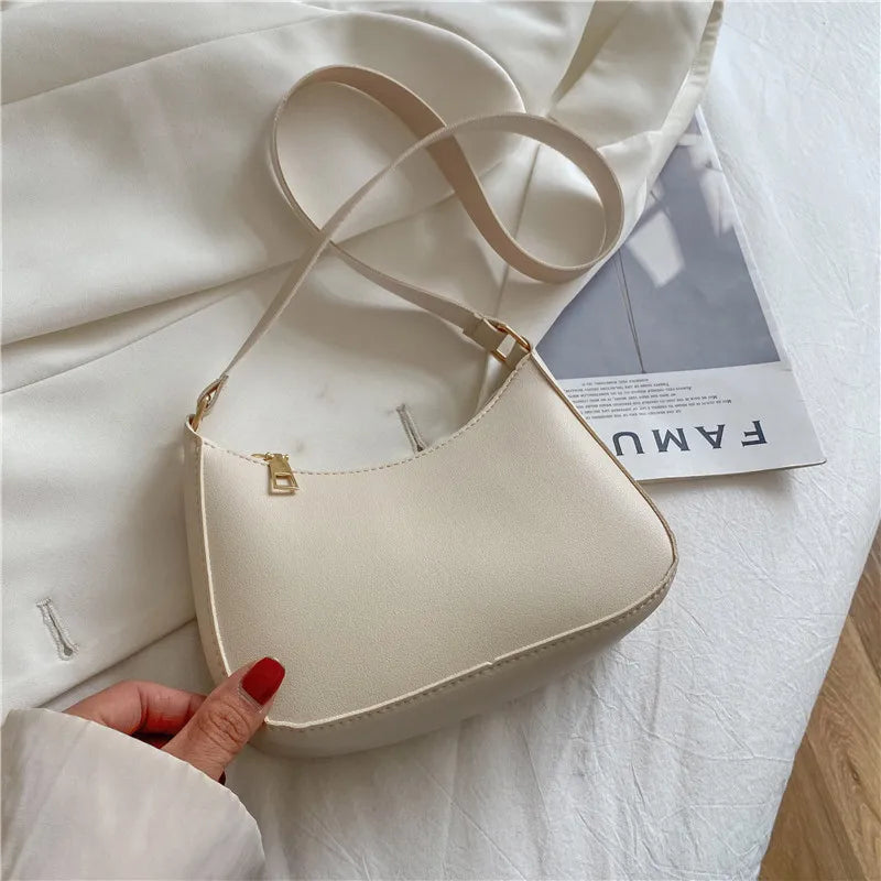 Women's Fashion Handbags Retro Solid Color PU Leather Shoulder Underarm Bag Casual Women  Handbags Designer Bag