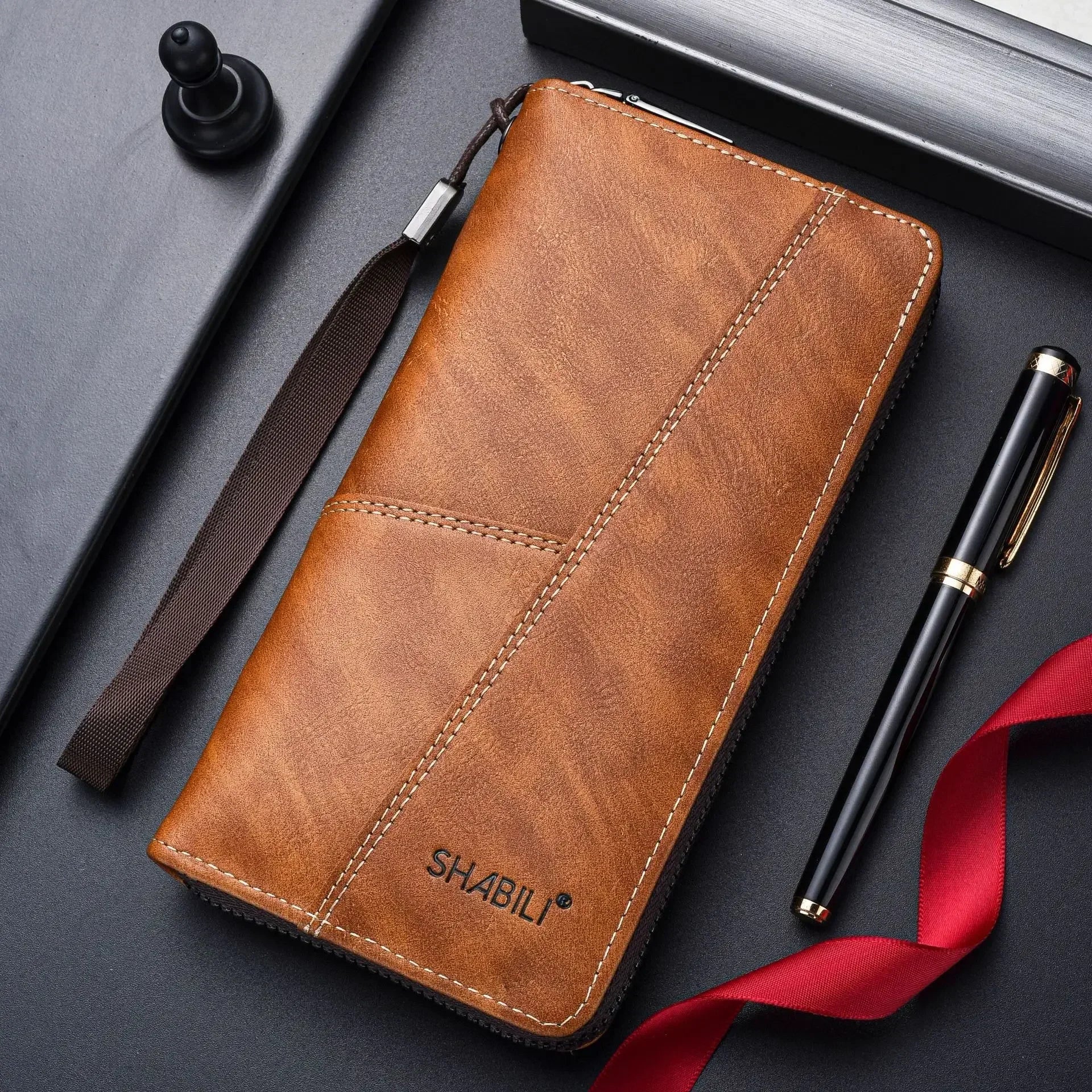 Men Leather Wallets Long Design Causal Purses Male Zipper Wallet Coin Card Holders Slim Money Bag High Capacity Credit Case