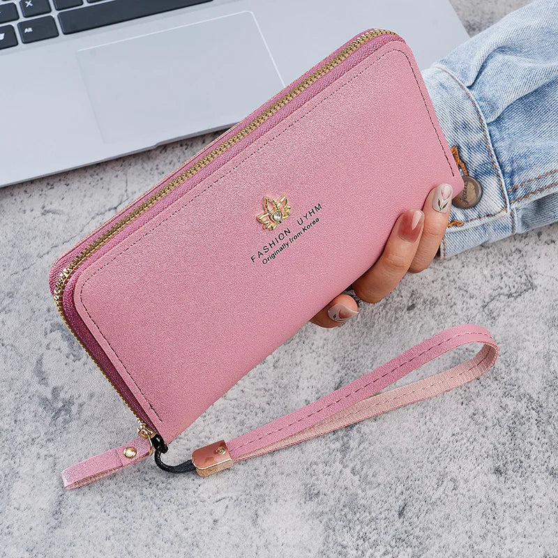 2024 new wallet female zipper long Korean mobile phone bag large capacity fashion mom change clip clutch bag