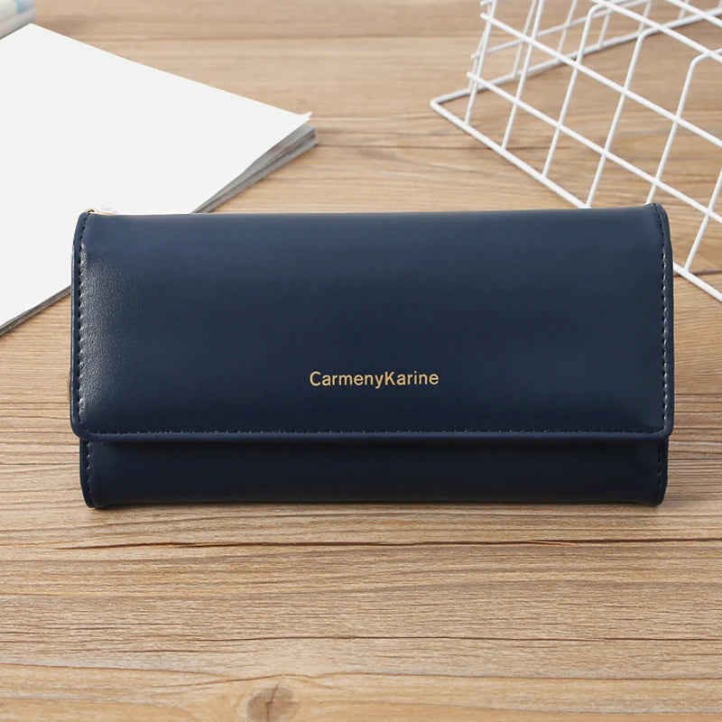 Fashion Women PU Leather Long Wallets Multi-functional Fold Purse Fresh Female Clutch Card Holder