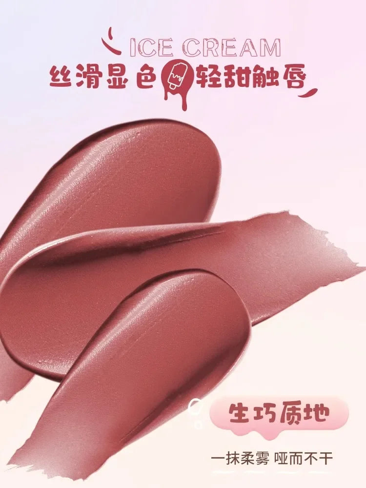 CHIOTURE Mini Ice Cream Lip Glaze Matte Lip Mud Waterproof Lip Mud Rossetto liquido No-Sticky Rare Beauty Cosmetics Trucco da donna