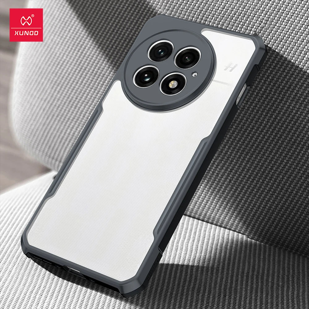 Custodia Xundd per 1+13 Oneplus 13 13R, guscio antiurto con airbag, fotocamera coperta, cover posteriore trasparente a strisce anti-impronta digitale anti-graffio