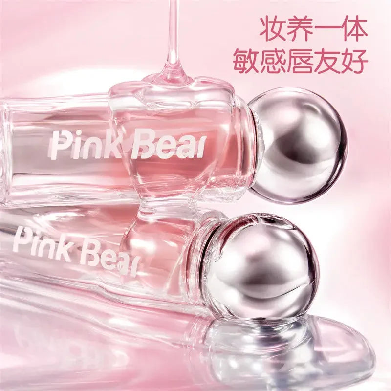 Pink Bear Small Bulb Mirror Lip Glaze Long-lasting Non-stick Cup Film-forming Liquid Lipstick Beauty Lip Gloss Makeup Maquillaje