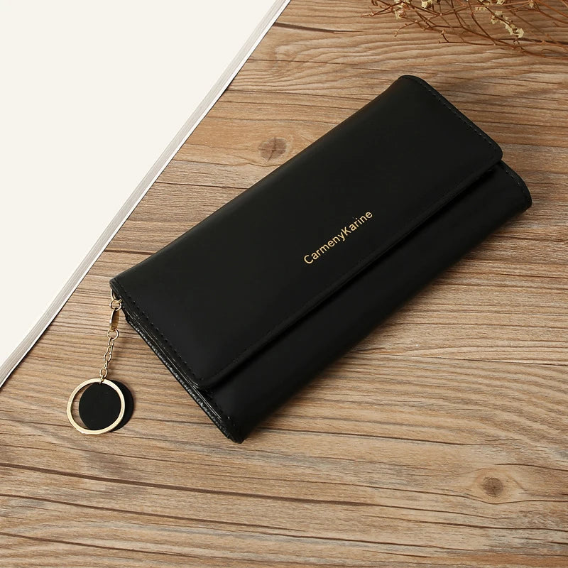 Fashion Women PU Leather Long Wallets Multi-functional Fold Purse Fresh Female Clutch Card Holder