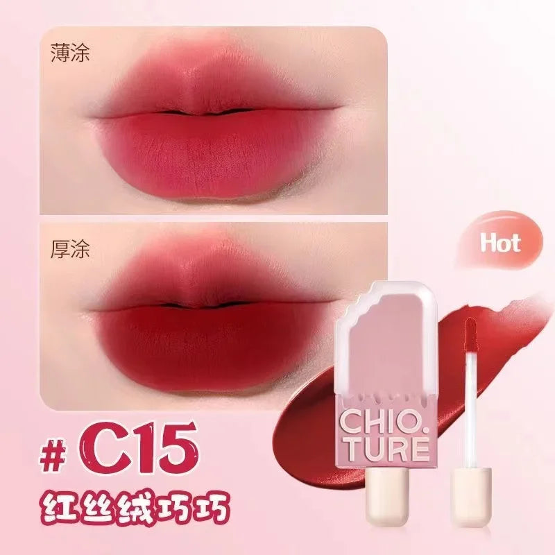 CHIOTURE Mini Ice Cream Lip Glaze Matte Lip Mud Waterproof Lip Mud Liquid Lipstick No-Sticky Rare Beauty Cosmetics Women Makeup