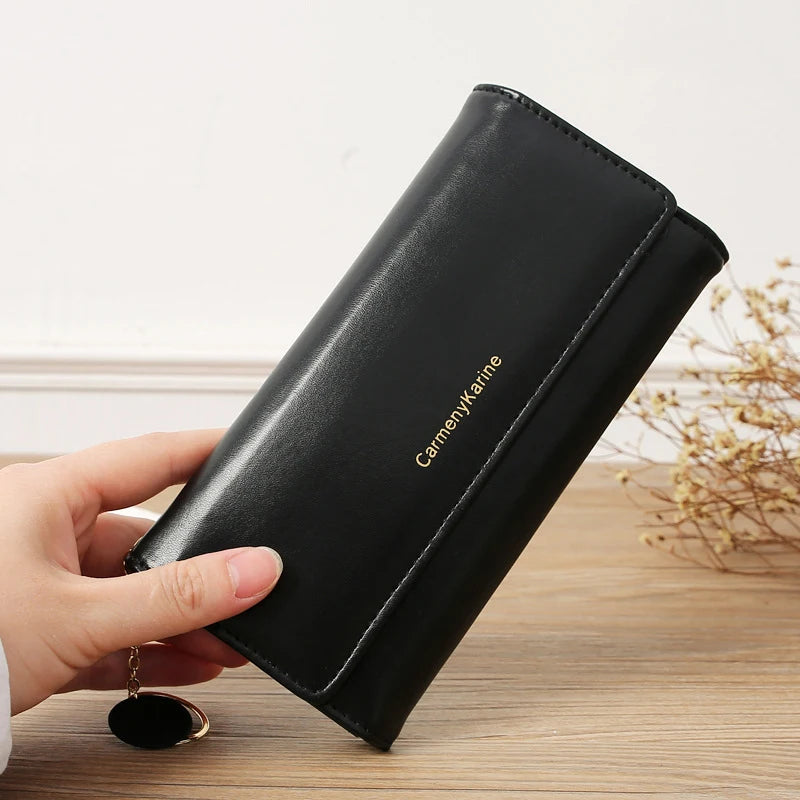 Fashion Women PU Leather Long Wallets Multi-functional Fold Purse Fresh Female Clutch Card Holder