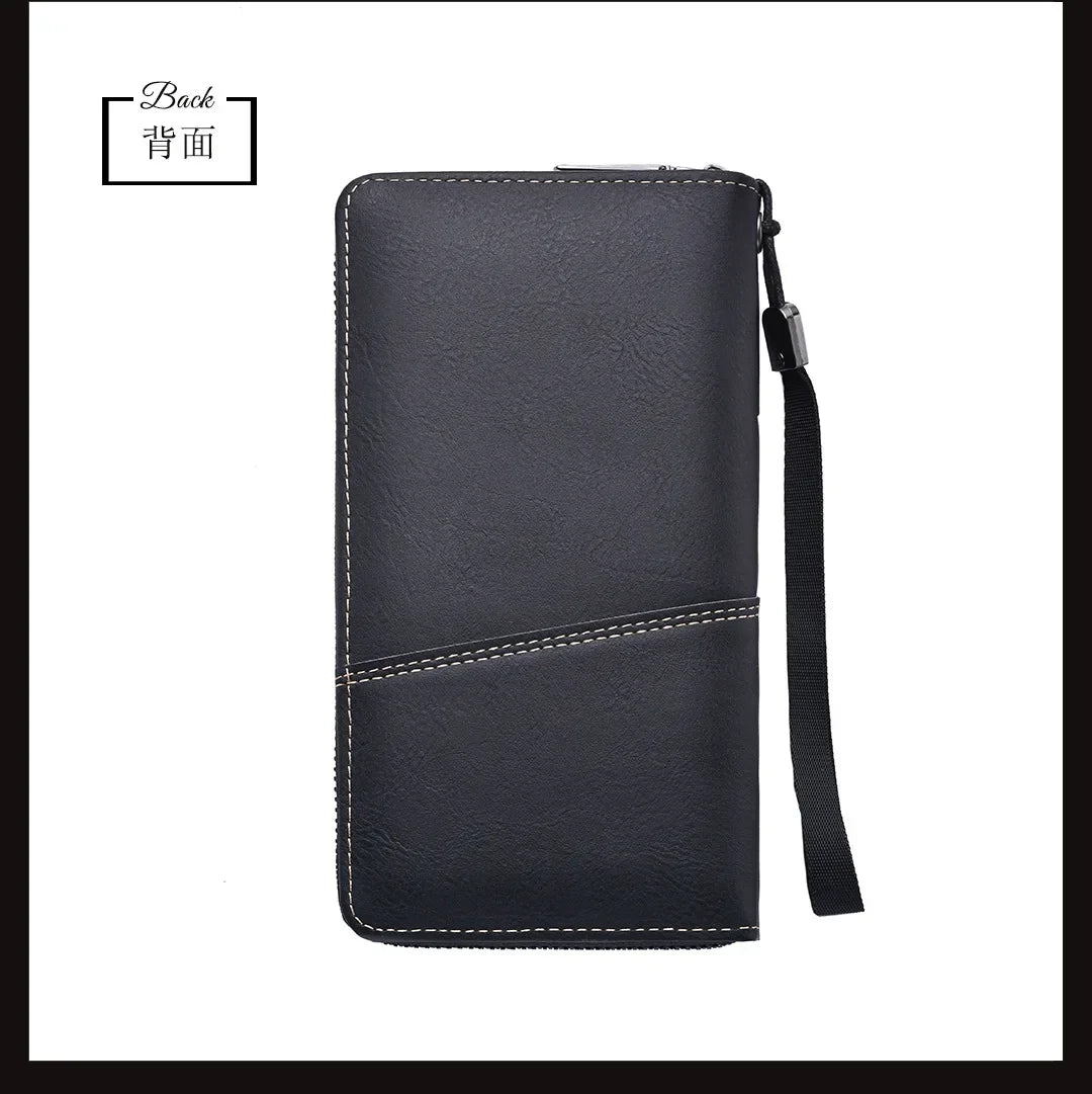 Men Leather Wallets Long Design Causal Purses Male Zipper Wallet Coin Card Holders Slim Money Bag High Capacity Credit Case