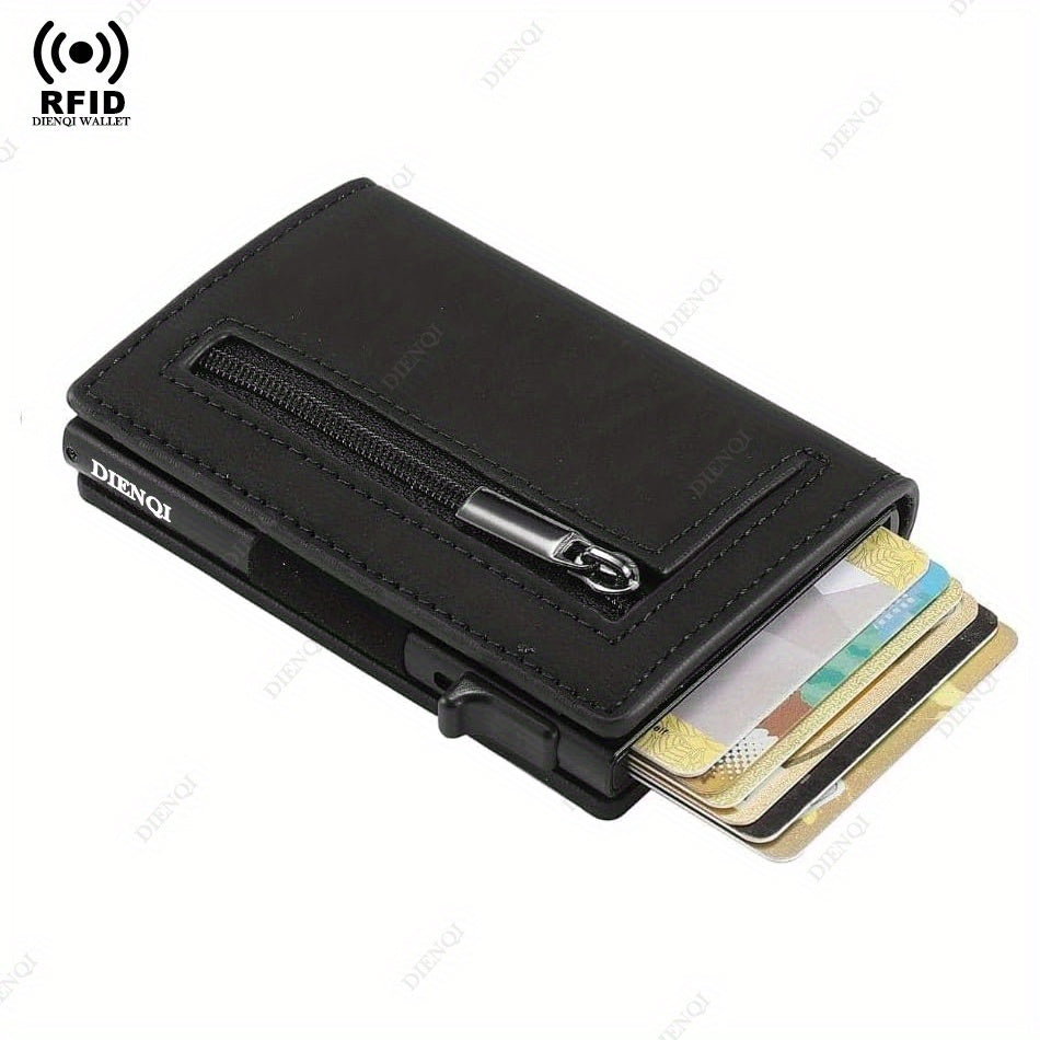 Sleek RFID-Blocking Men's Wallet - Slim, Durable Faux Leather with Multiple Card Slots & Coin Compartment