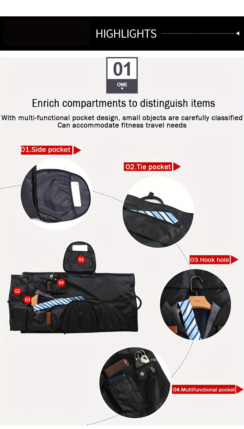 1pc large capacity Men's portable suit luggage storage bag for business trips pu nylon