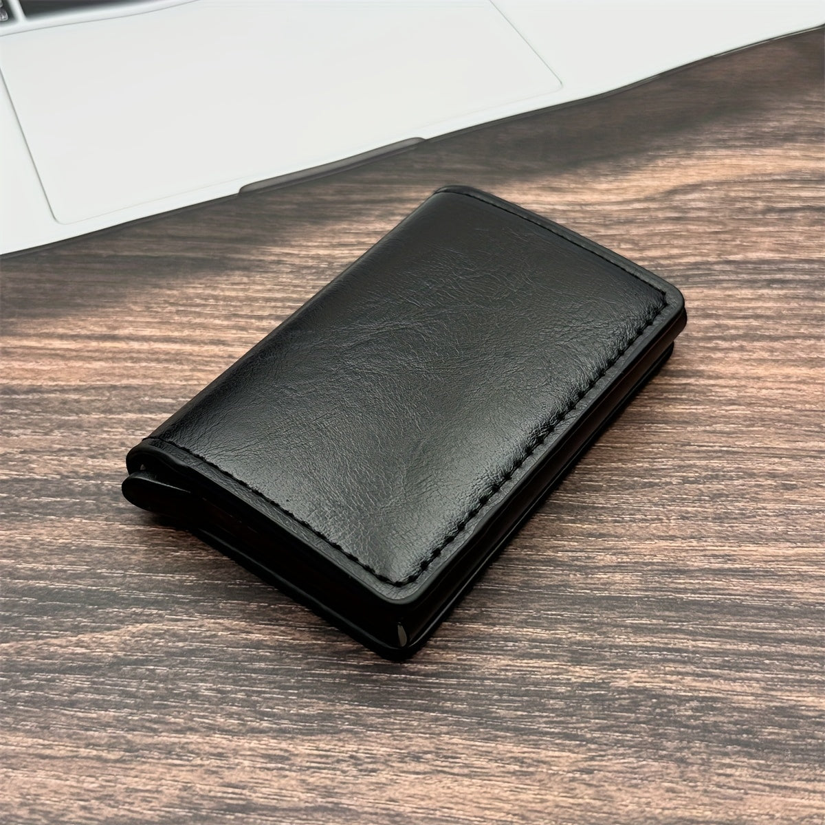 Men'S Anti-Theft And Anti-Magnetic Carbon Fiber RFID Aluminum Alloy Card Holder with 8 Card Slots, Minimalist RFID Wallet, Double-Fold Leather, Small Gift Box, Perfect for Dad'S Birthday Gift.