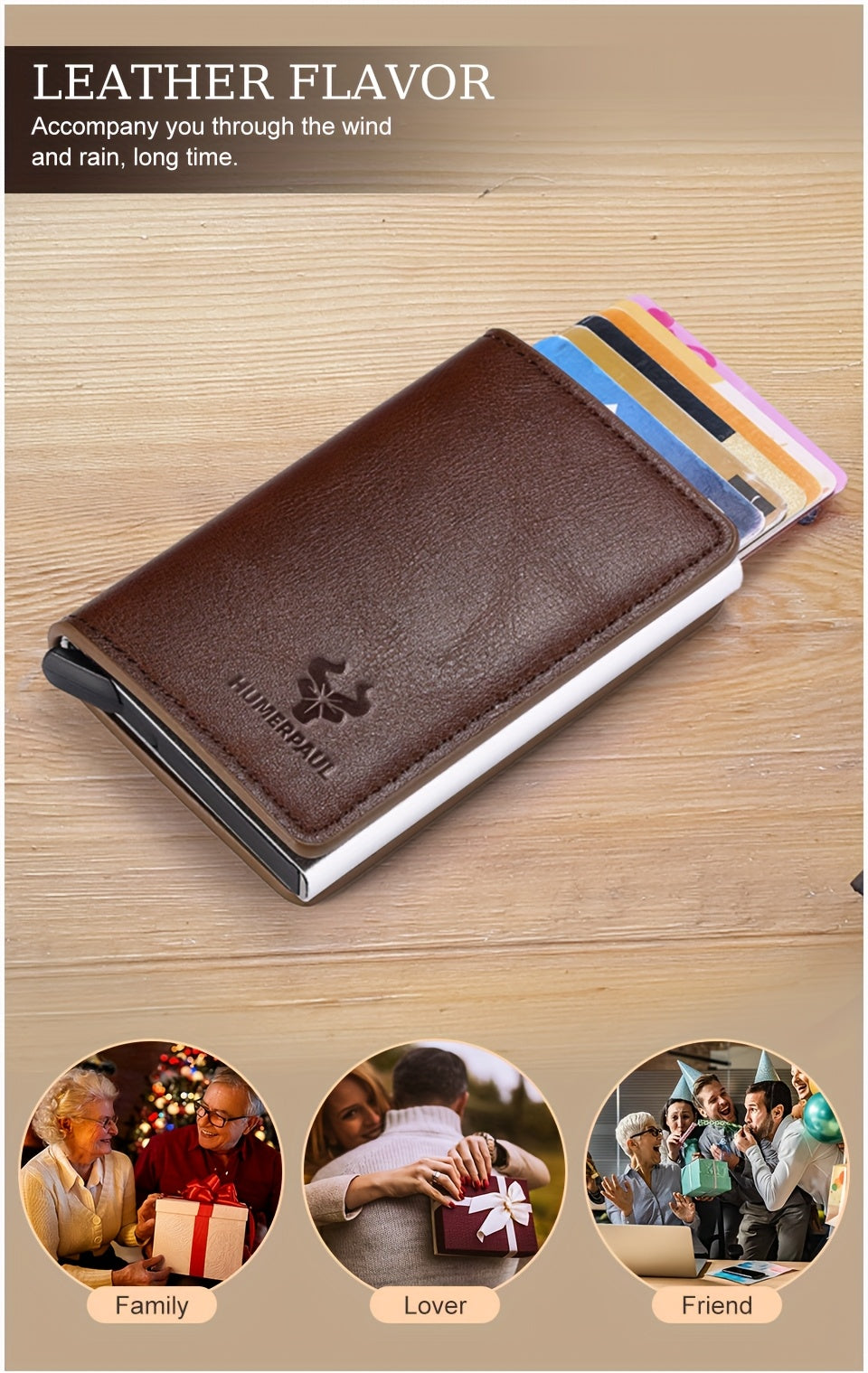 Simple and Portable Coin Purse with Automatic Card Ejection RFID Metal Card Holder Can Hold 5 Cards