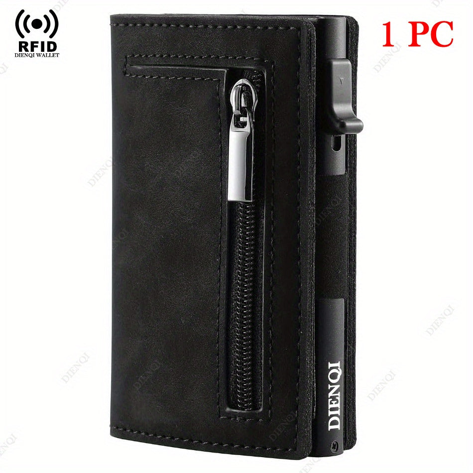 Sleek RFID-Blocking Men's Wallet - Slim, Durable Faux Leather with Multiple Card Slots & Coin Compartment