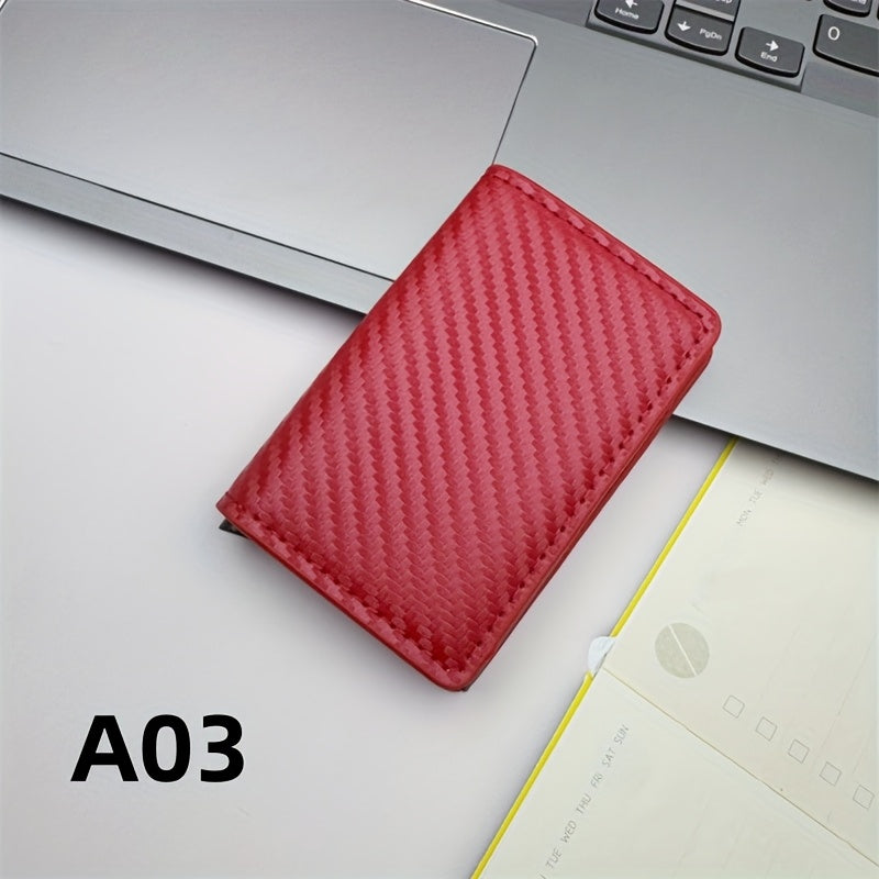 Men'S Anti-Theft And Anti-Magnetic Carbon Fiber RFID Aluminum Alloy Card Holder with 8 Card Slots, Minimalist RFID Wallet, Double-Fold Leather, Small Gift Box, Perfect for Dad'S Birthday Gift.