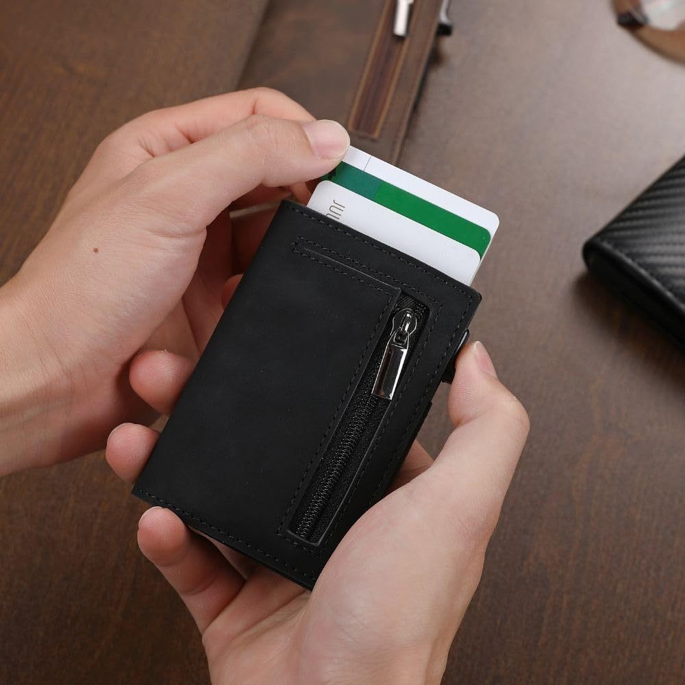 Sleek RFID-Blocking Men's Wallet - Slim, Durable Faux Leather with Multiple Card Slots & Coin Compartment