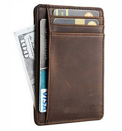 EXINOZ Leather Minimalist Wallet  RFID Blocking